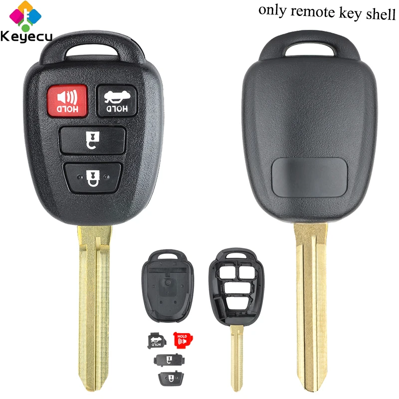 

KEYECU Replacement Uncut Remote Control Car Key Shell Case With 3 1/ 4 Buttons - FOB for Toyota Camry Corolla FCC ID: HYQ12BDM