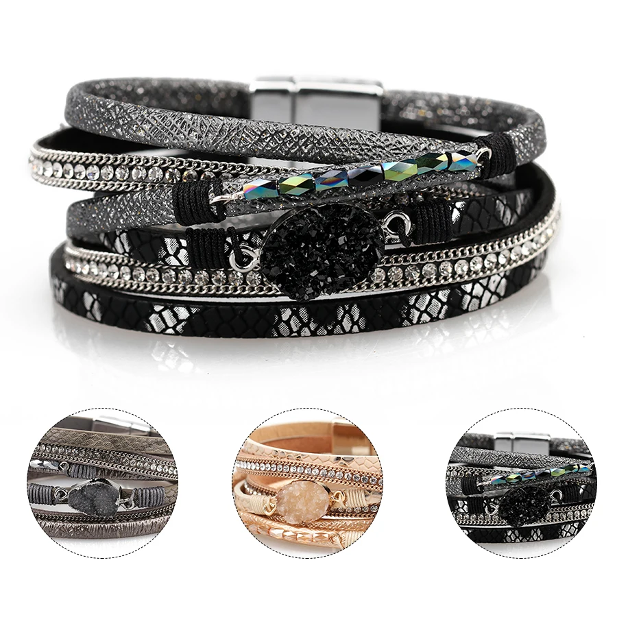 ZG дизайн винтажные Многослойные Кожаные женские и мужские браслеты Новые бусины