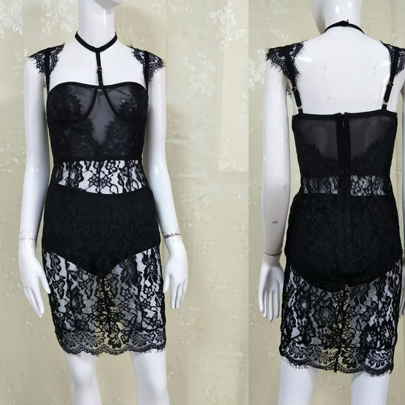 2017 пикантные Для женщин Летние черные кружевные прозрачные колье чокер с низким