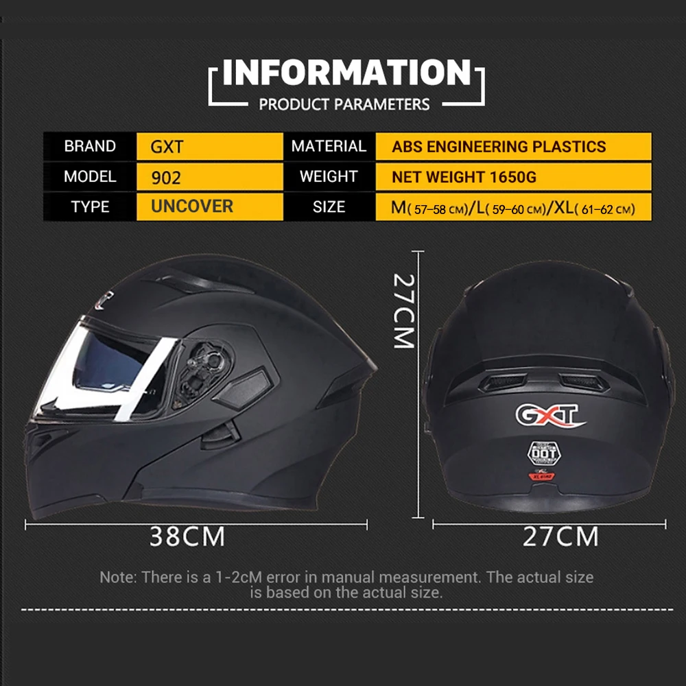 Мотоциклетный шлем GXT с откидной крышкой дышащий Удобный закрывающий все лицо