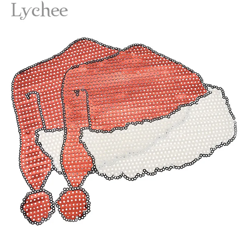 Lychee Life 2 шт. Рождественская шляпа с блестками патчи железные аппликации DIY Швейные