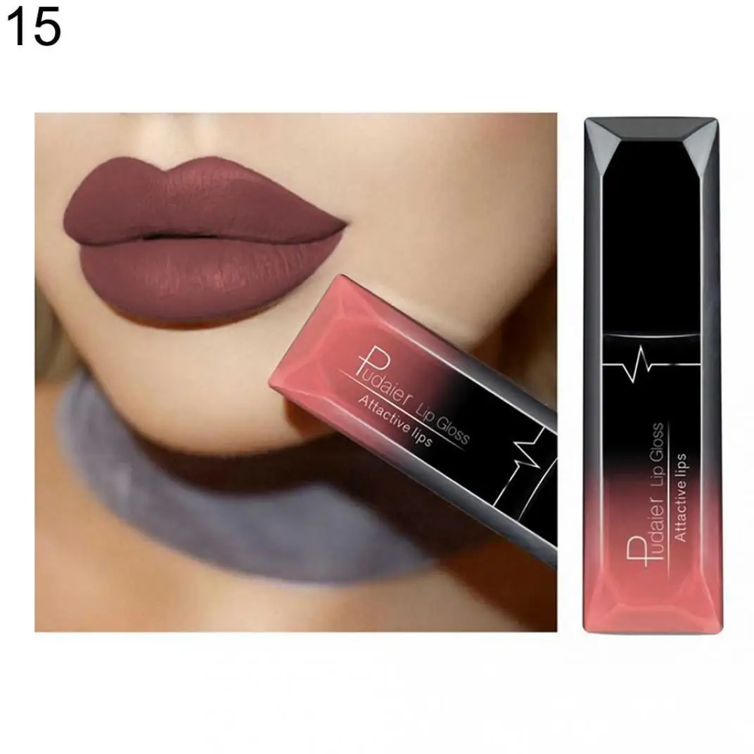 Для губ Глянцевая Жидкость Помада Matte Lip Gloss Для женщин пикантные Красота Косметическая длительное полный Размеры увлажняющий - Цвет: 15