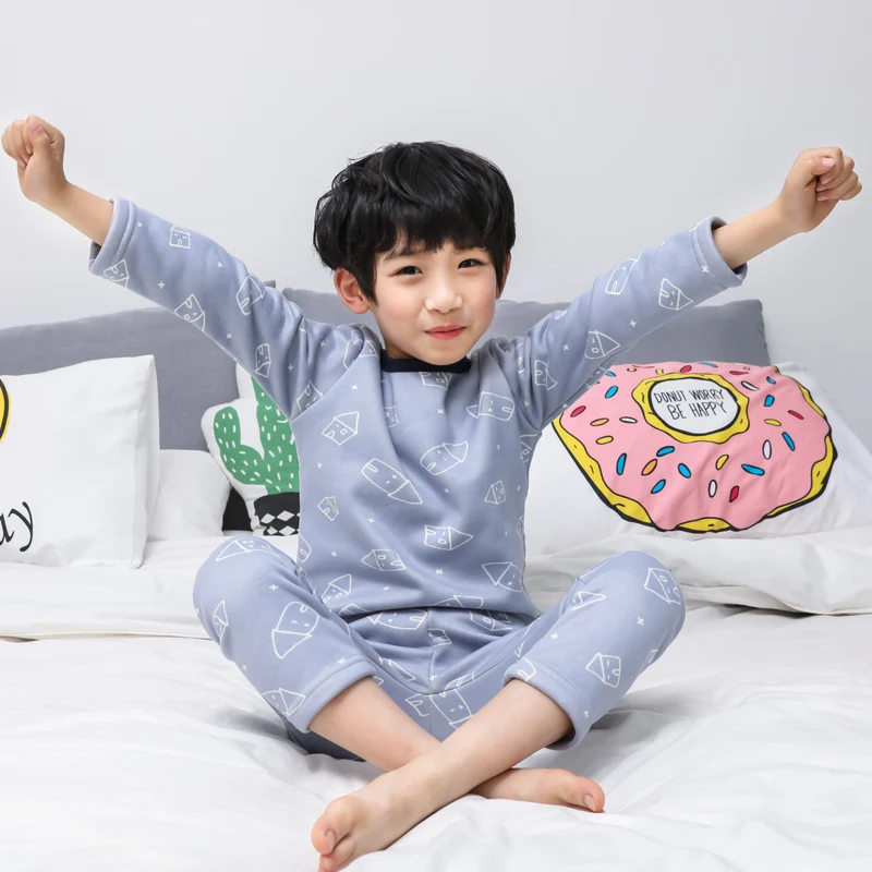 2017 новые осенне-зимние теплые детские унисекс для мальчиков и девочек пижамные