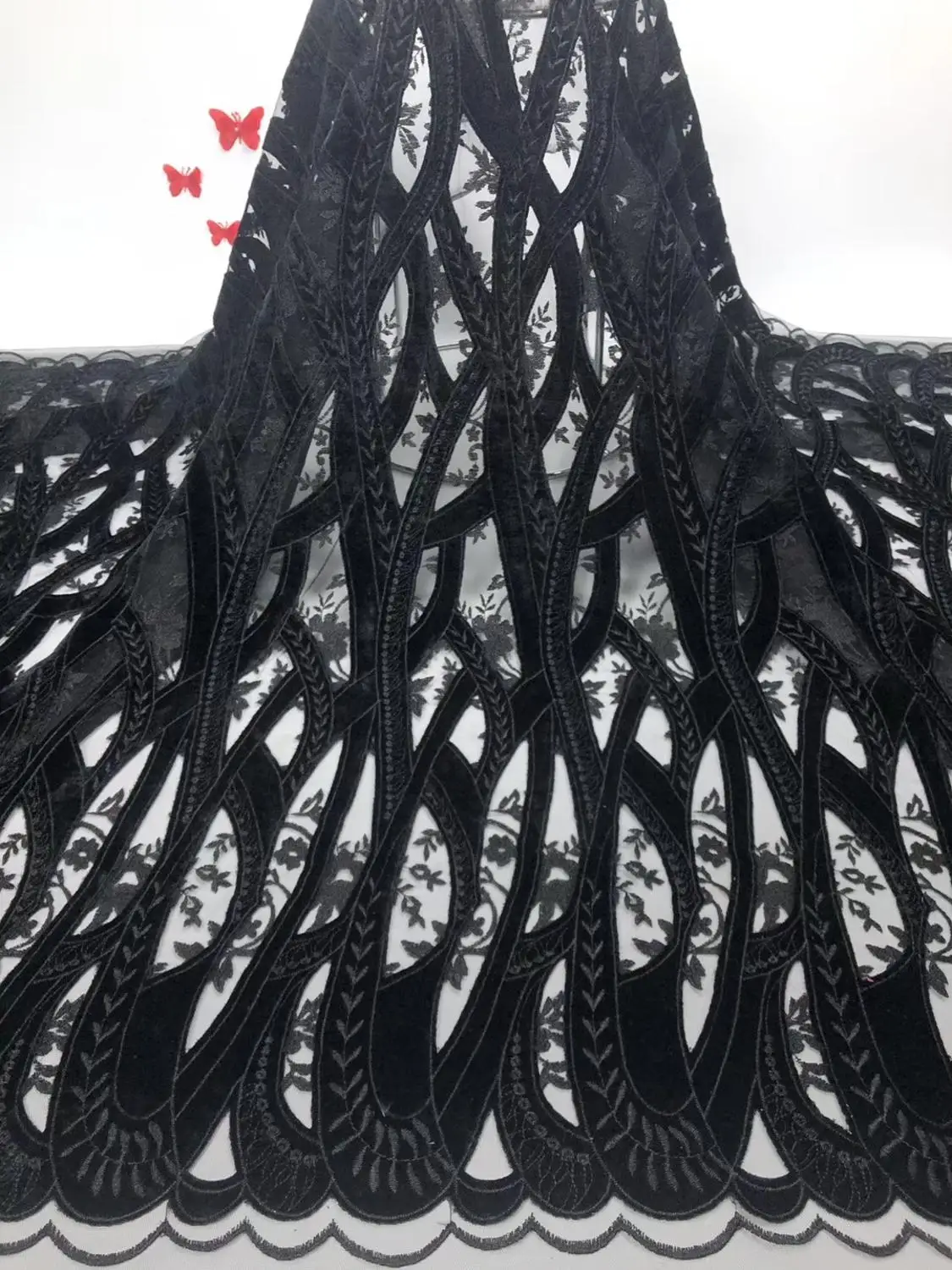 black velvet lace fabric african 2019 high quality tissu dentelle wholesale 5yard/lot ffr5-23 | Дом и сад