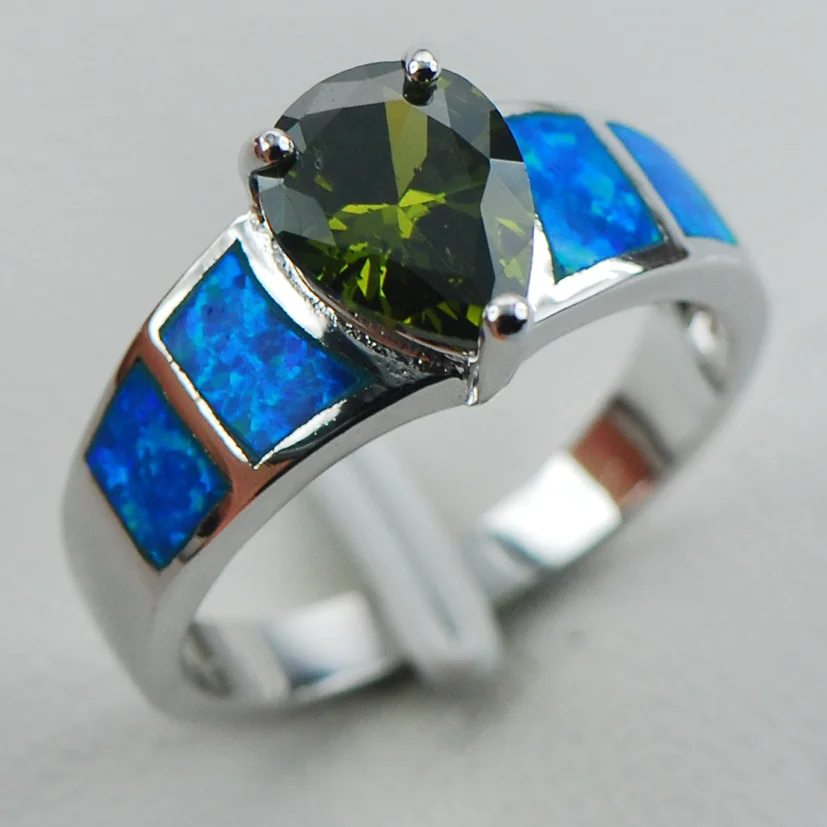 

Peridot Blue Opal 925 Sterling Silver Ring Size 6 7 8 9 10 R1272