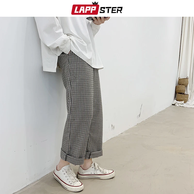 LAPPSTER Harajuku клетчатые шаровары для мужчин 2020 винтажные корейские модные Джоггеры