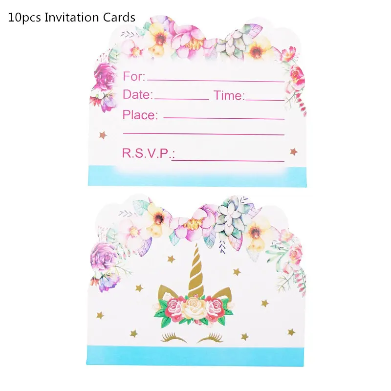 7 Unicorn Party Supplies Blue Color Unicorn Banner Plates Cups Napkin Cupcake Toppers Baby Shower Kids Birthday Party Decoration - Цвет: 7