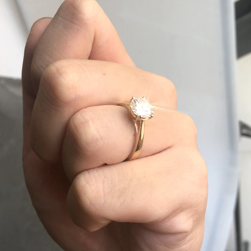 Женское кольцо из желтого золота с муассанитом 2 карата|ring for|rings for womenring ring |