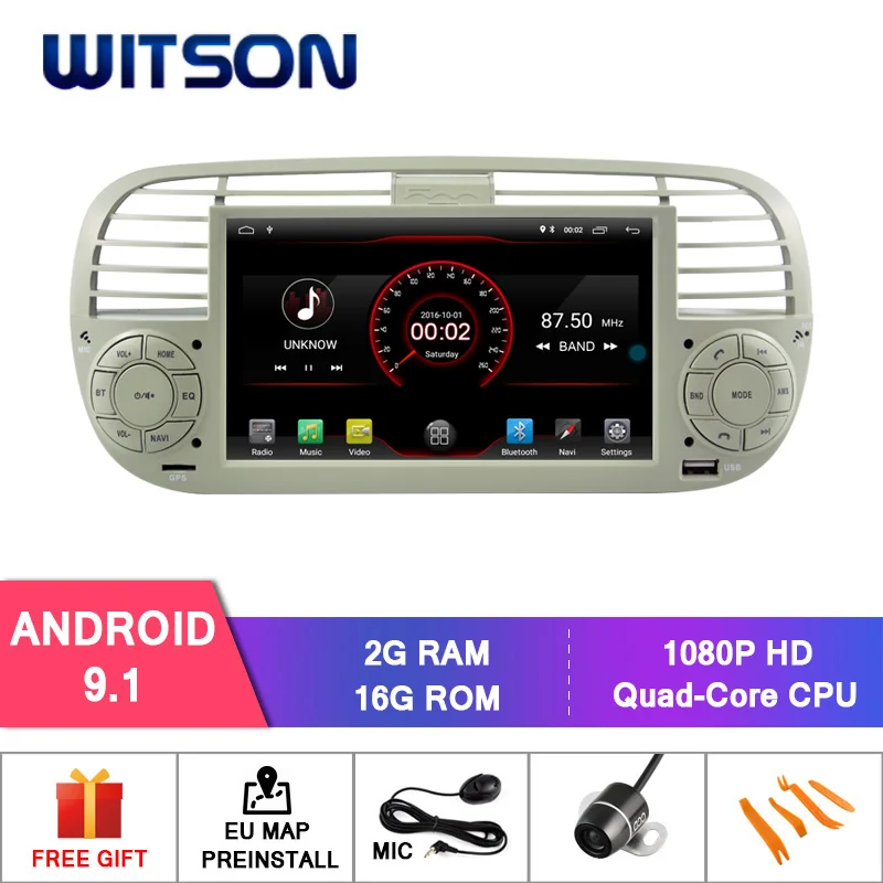 WITSON Android 9,1 Автомагнитола для FIAT 500 2 Гб ОЗУ 16 ГБ флеш gps Авто Стерео навигация+ DAB+ OBD+ TPMS+ DVR+ wifi