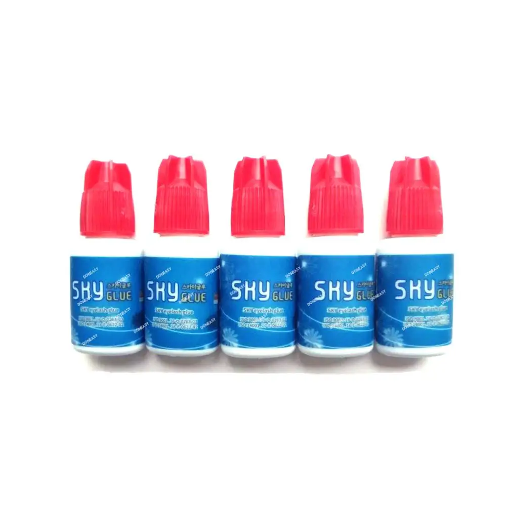 

By DHL or EMS 50 bottle 1-2s dry time Most Powerful Fastest Korea Sky Glue S+ for Eyelash Extensions MSDS Adhesive,5ml Red Cap
