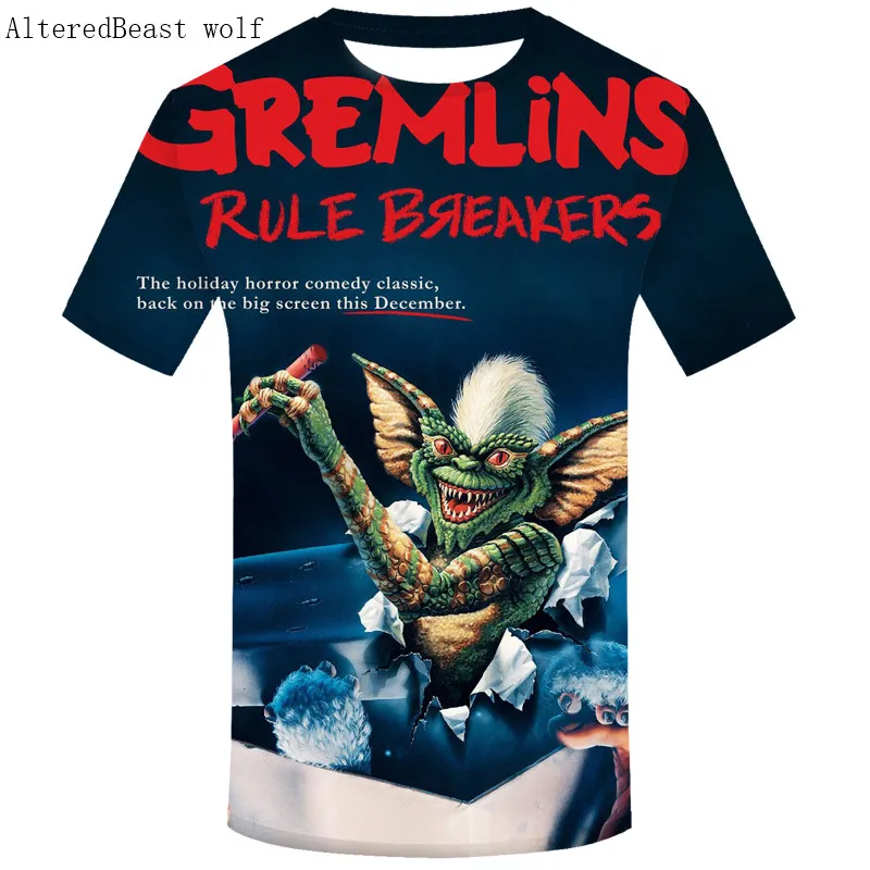 Футболка с принтом Gremlins, Мужская 3D футболка с коротким рукавом, Мужская футболка с воротником, harajuku, модная футболка, базовая Повседневная рубашка, Homme