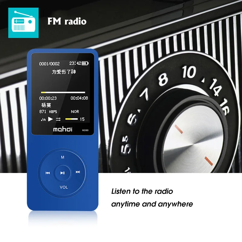Mahdi M280 Спортивный MP3 плеер, работающий портативный аудио Hi-Fi плеер, 8 ГБ, 1,8 дюйма, TFT экран, поддержка 128 ГБ, TF карта, FM радио, диктофон