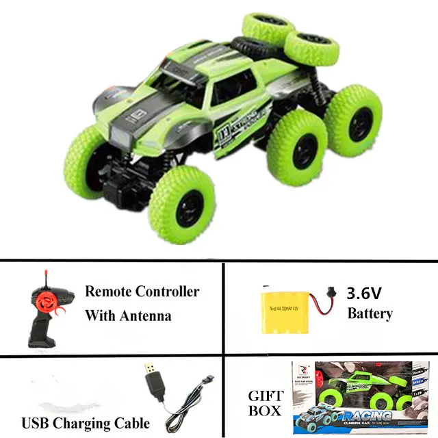 Green Original Box 1:20, Электрический Радиоуправляемый автомобиль, 6 колес, 4WD, 2,4 г, 15 км/ч, радио, дистанционное управление, гоночный альпинистский грузовик, багги, вездеходные игрушки - Цвет: Green Original Box