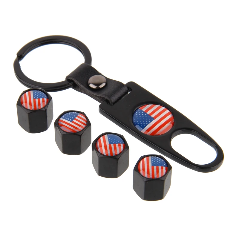 Металлический шток клапана шины автомобиля 4 шт./компл. с флагом США воздушный