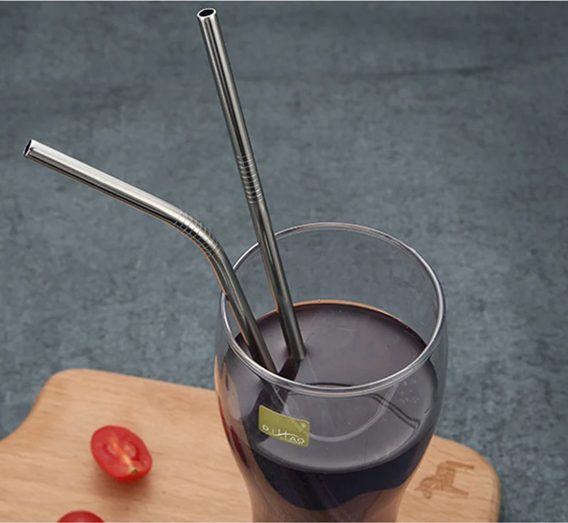 

100pcs 8.5 inch 215mm Reusable Bent Straight Stainless Steel Straws Metal Drinking Straw for 20oz Tumbler Party Bar Accessories