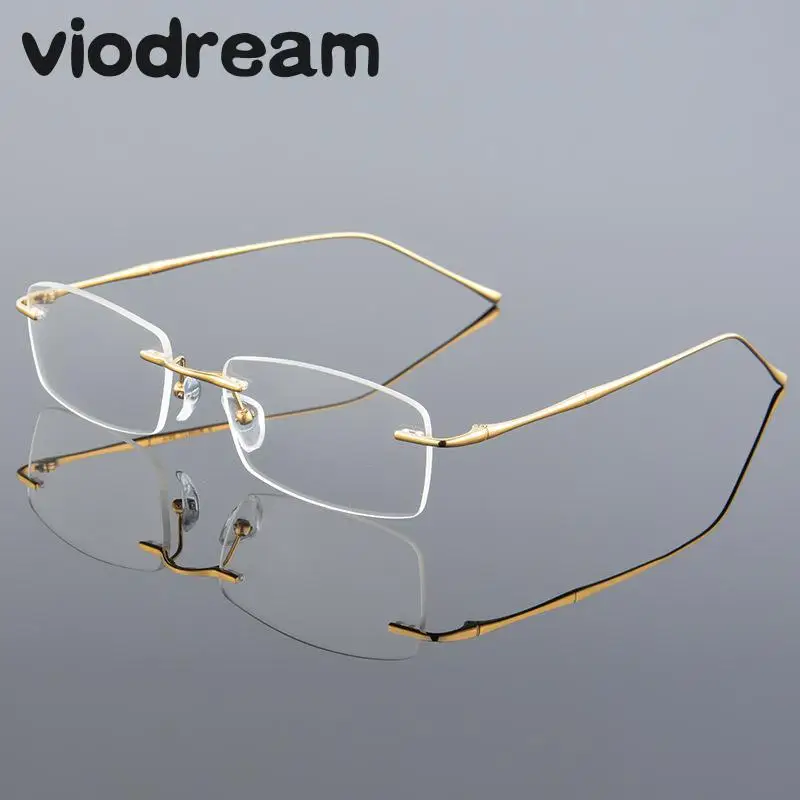 

Viodream Rimless Glasses Frames Super Light Business Pure Titanium Eyeglass Glasses Frame Optical Glasses Frame Oculos De Grau