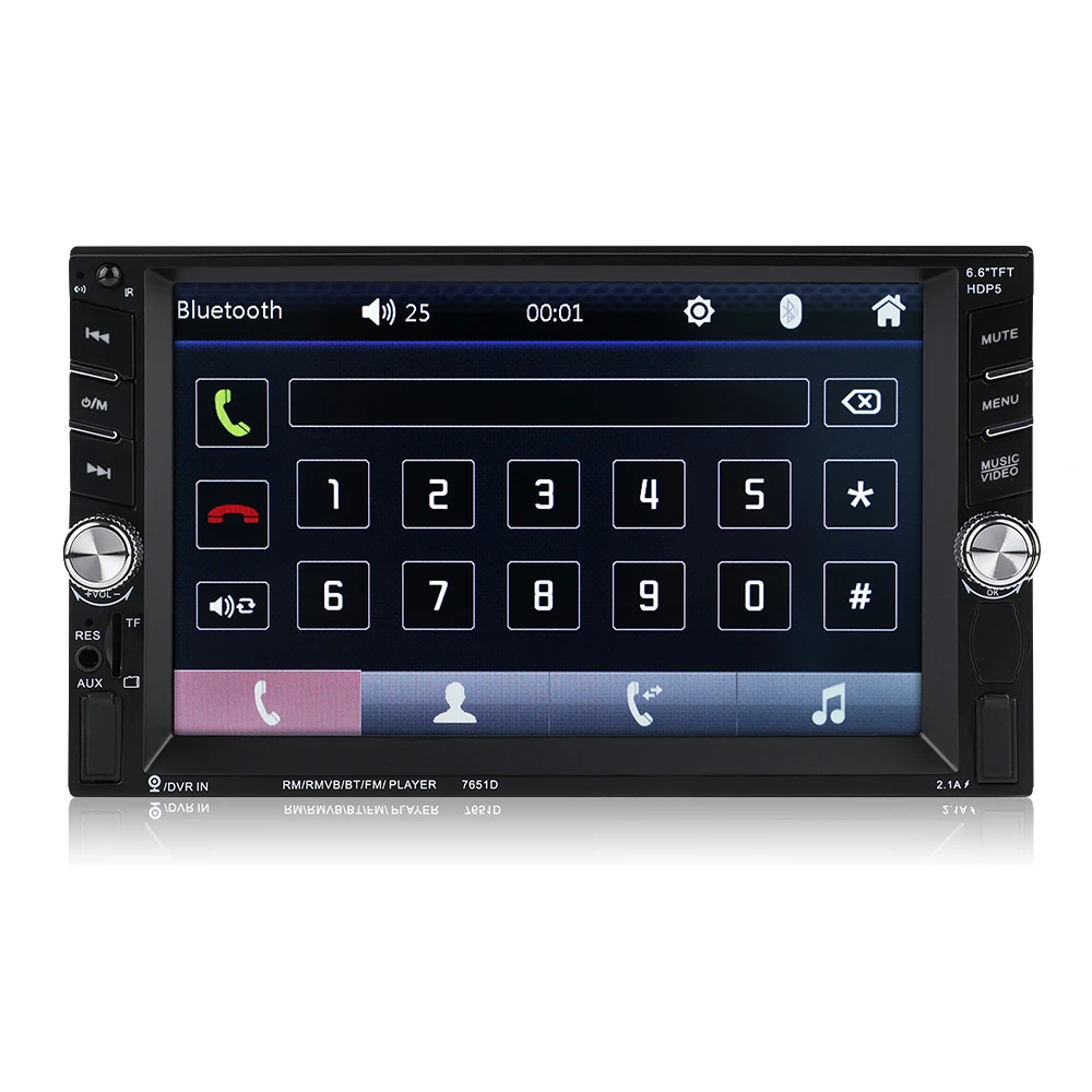 7651D Car Radio Auto radio 2 Din Touch Screen Multimedia Player Bluetooth Mirror Link Rear View Camera With Ratate Spin button | Автомобили
