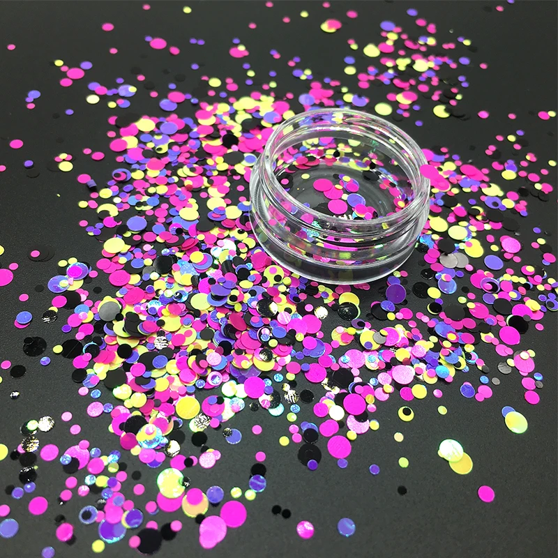 

New Round Shape Laser Shining Flakes Nails Glitters Colorful Sequins Cosmetic For DIY Art Face Fairy Body Decorated 1.5g/Bottel