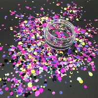 new round shape laser shining flakes nails glitters colorful sequins cosmetic for diy art face fairy body decorated 1 5gbottel