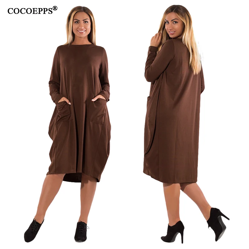 COCOEPPS 2019 5XL 6XL Women Winter Dresses Fashion Plus Size women Clothing Loose Dress Big Casual Elegant Warm vestidos | Женская