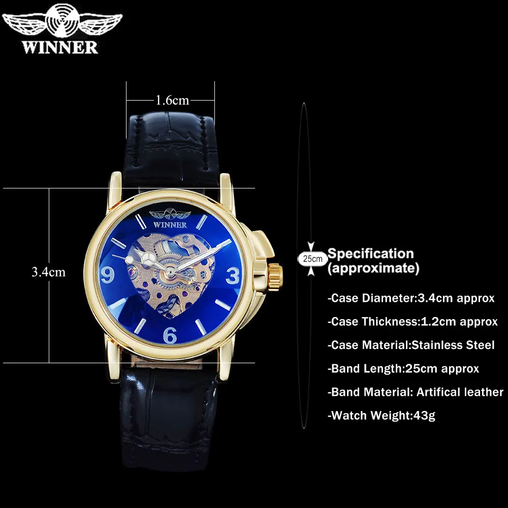 Популярный Бренд 2016 женские часы WINNER автоматические с автоподзаводом циферблат