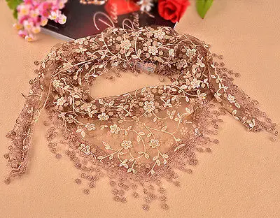 Новые женские мягкие кружева e обернуть шифоновый шарф длинная вуаль палантин