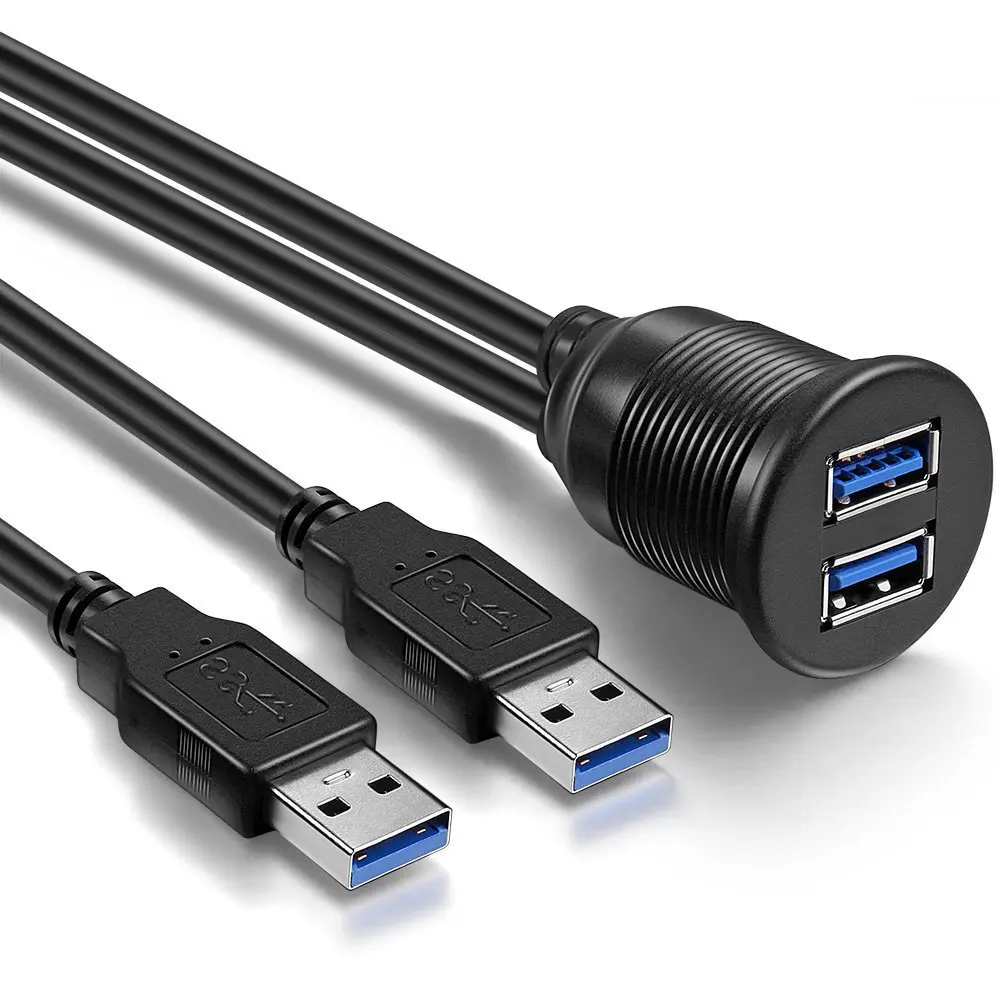 2 порта двойной USB 3 0 папа к Женский Автомобильный Панель кабель для скрытого