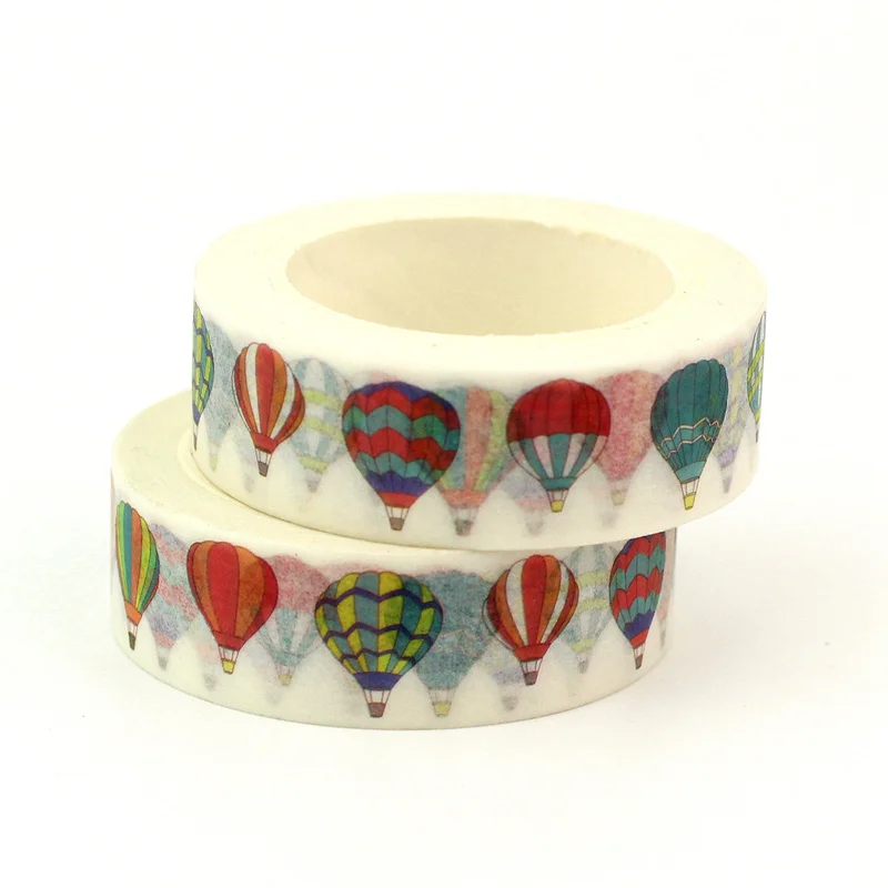

2PCS/lot NEW! Cute colorful hot air balloon Decor Washi Tape Paper DIY Scrapbooking Adhesive Tape 1.5cm*10m School Office Supply