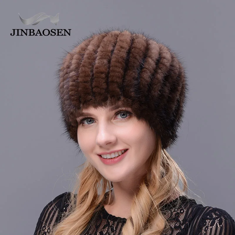 Зимняя лыжная шапка JINBAOSEN для путешествий из меха норки вязаная внутренняя