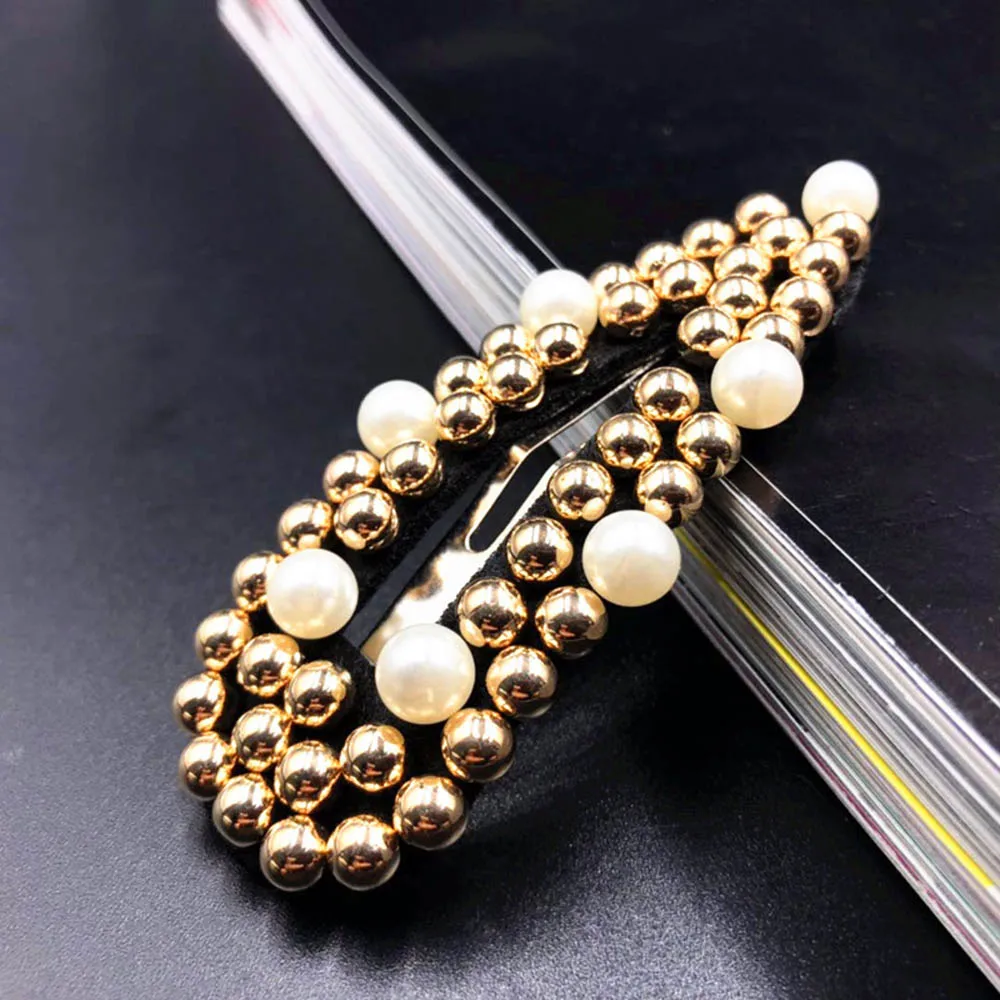 Gold White Новое поступление женские жемчужные Цветочные Заколки модные длинные заколки заколка для волос кристаллы металлические аксессуары для волос заколки - Цвет: Gold White