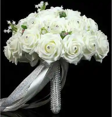 New Wedding Bridal Bouquet Rose Crystal Pearl Bridesmaid Flowers Posy Handmade | Дом и сад