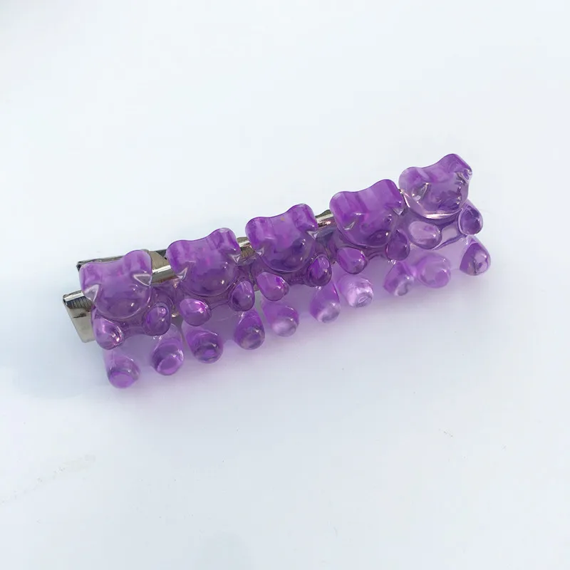 purple Новинка, ручная работа, макароны, 7 цветов, милые Мультяшные заколки с медведем Джуди, для женщин и девочек, на каждый день, для детей, милая заколка, ювелирные изделия, вечерние, подарок - Окраска металла: purple