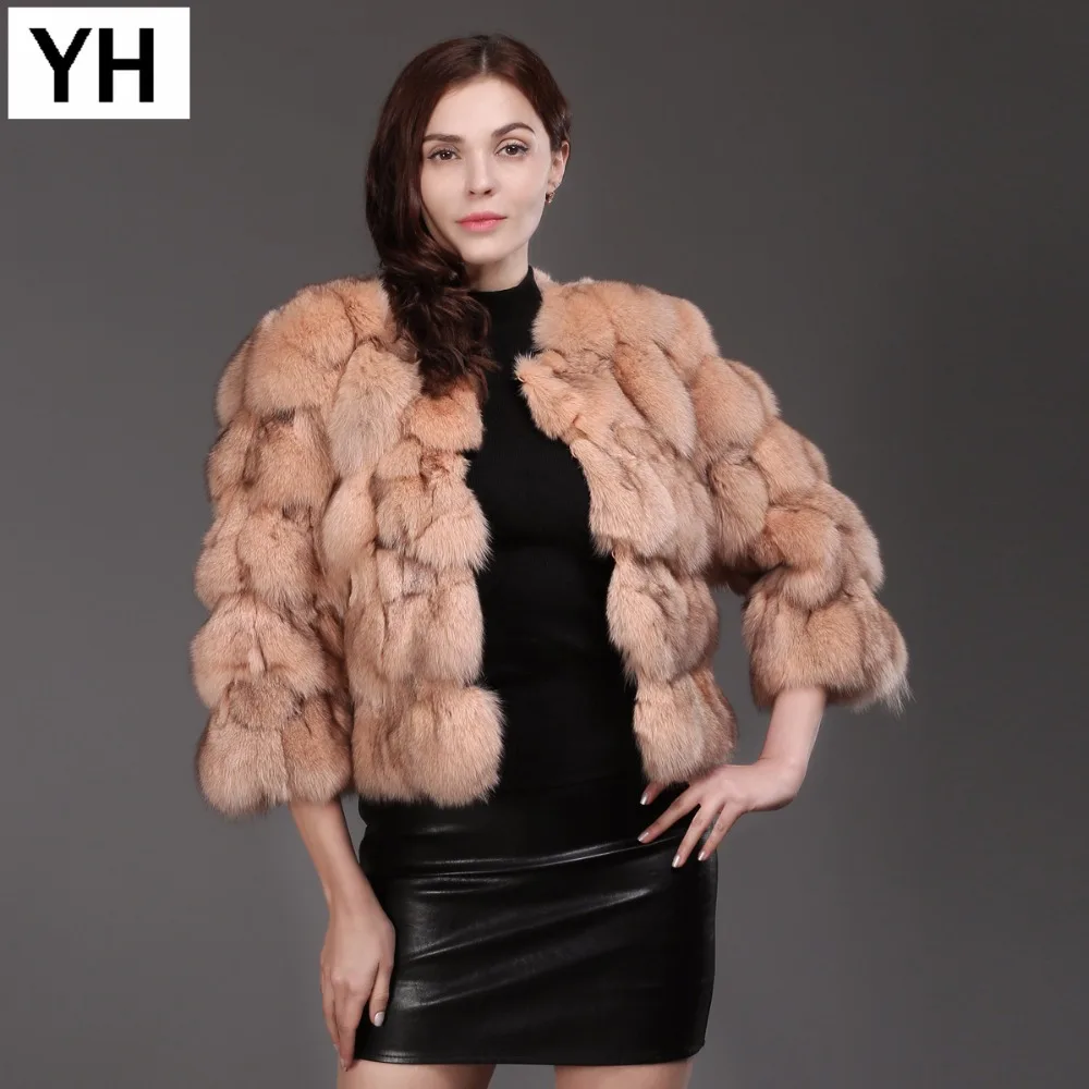 Новая модная женская шуба из натурального Лисьего меха 100% натуральный Лисий мех