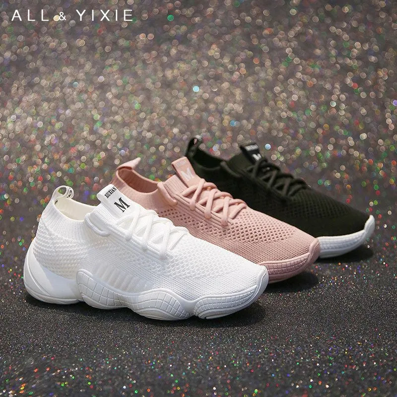 Женские дышащие кроссовки ALL YIXIE черные спортивные для отдыха в Корейском стиле с