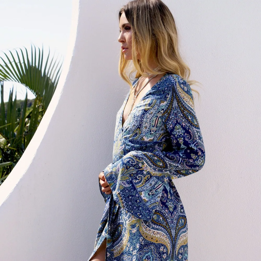Women Long Maxi Dresses Bohemia Beach Female Split Stylish Style Dress 8m419 | Женская одежда