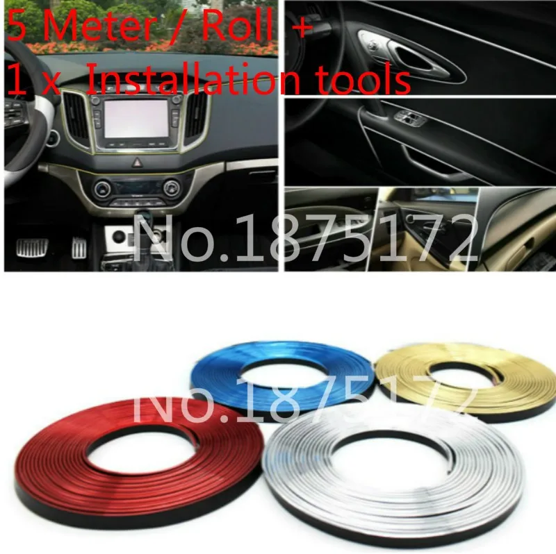 

4Colour 5M Car Dashboard Panel Decoration Black Edge Gap Line Point Car Styling Door Moulding Trim Car stickers Decoration Strip