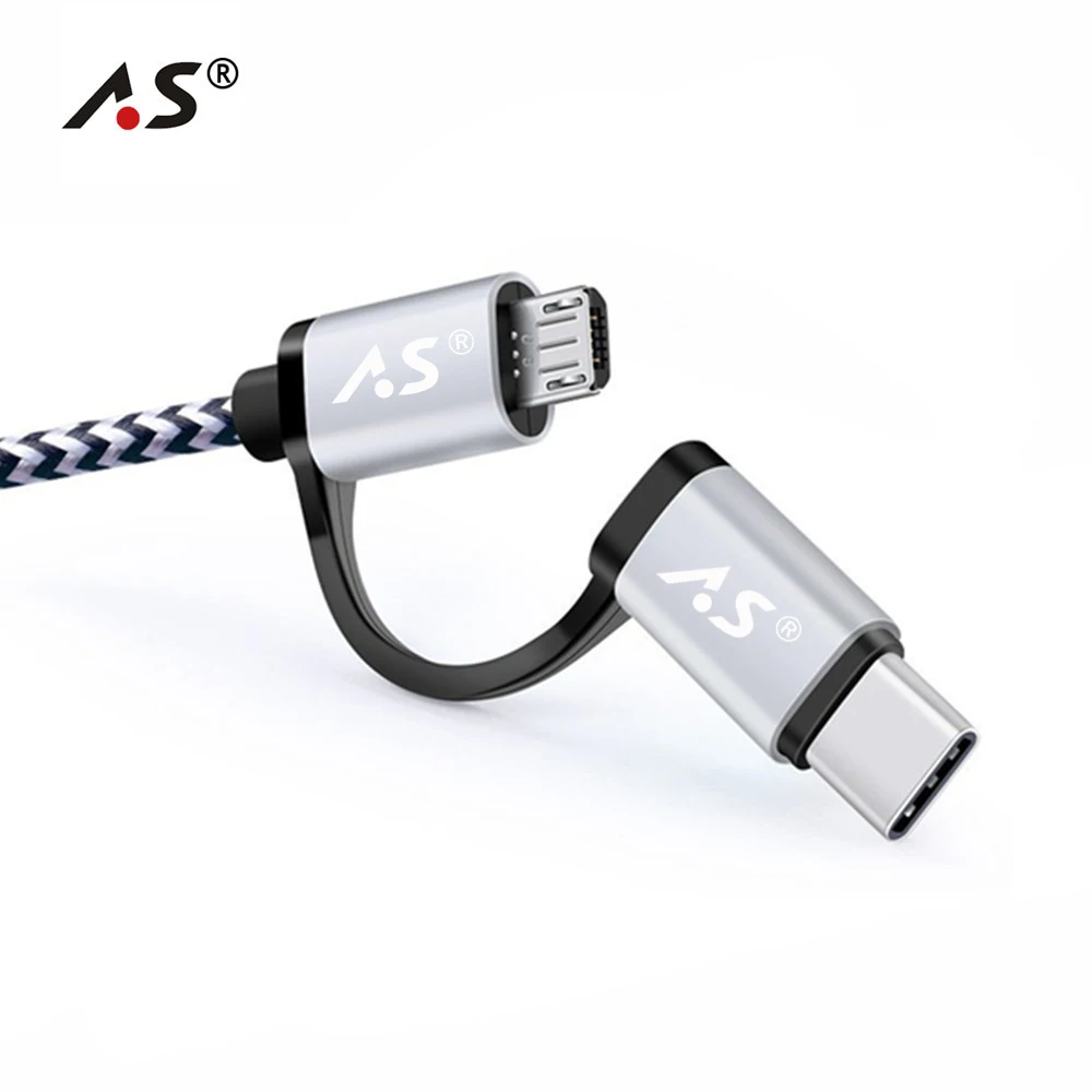 A.S USB кабель QC 3 0 Micro Type C для быстрой зарядки 2в1 Samsung S9 S8 Huawei P10 Meizu Pro 7 1M 2M 3M|Зарядные