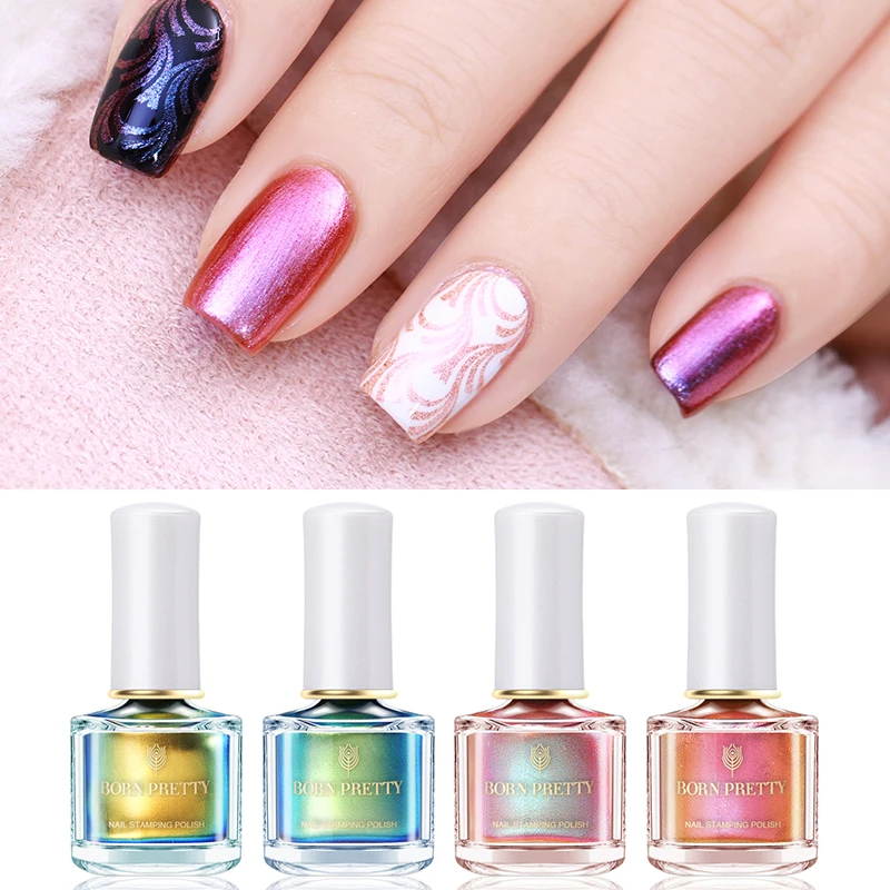 Родился довольно 6 мл Хамелеон Pearl ногтей штамповки польский красочный Nail Книги