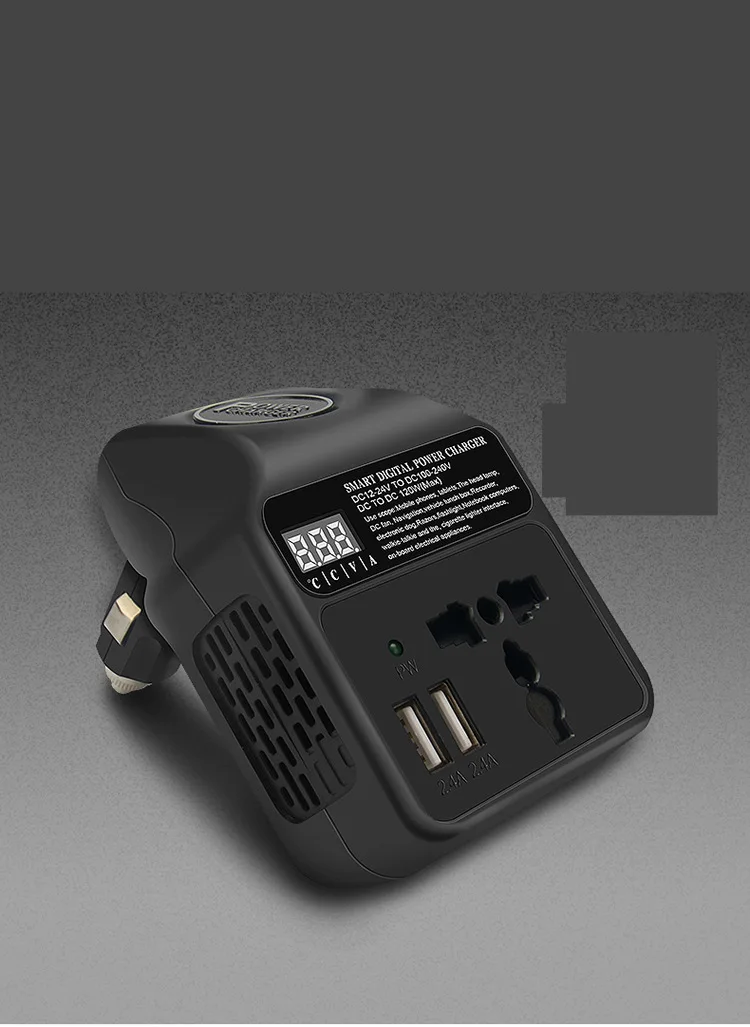 Встроенный в транспортное средство встроенный инвертор 12/24 V до 220 V разъем для транспортного средства Зарядное устройство дома Мощность конвертер Многофункциональный 120 W
