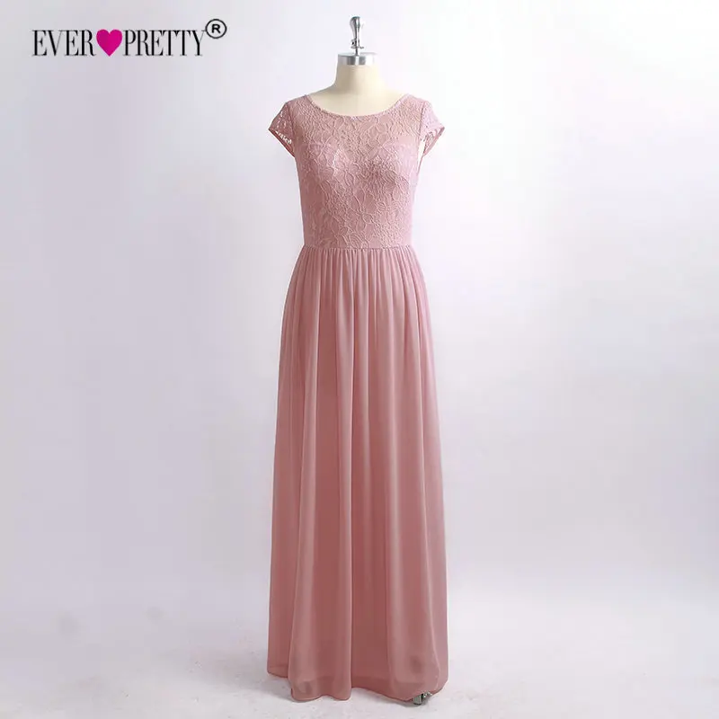 Pink Бордовые Платья для подружки невесты элегантные трапециевидные кружевные свадебные вечерние платья с коротким рукавом размера плюс Vestido Madrinha Casamento Longo - Цвет: Pink