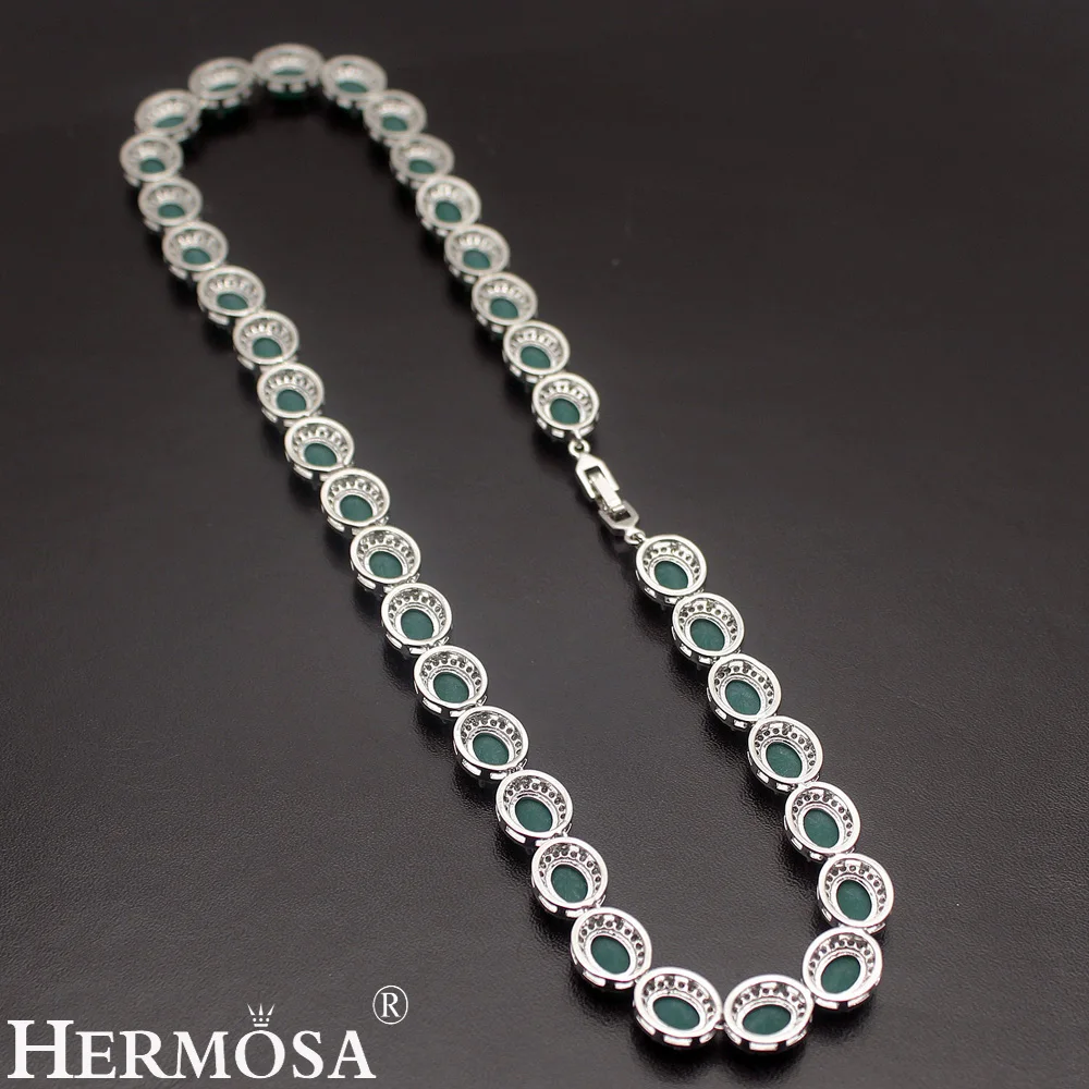 

HERMOSA jewelry New Fashion 925 Sterling Silver Color Oval Necklace Earrings set HSZ0001C