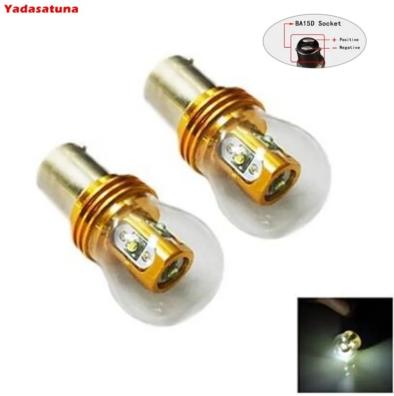 2 шт. белый/красный шарик 1157 Ba15D 20 Вт 5 Cree XP E чипы 360Deg светодиоды для Malibu 12 30V AC/DC