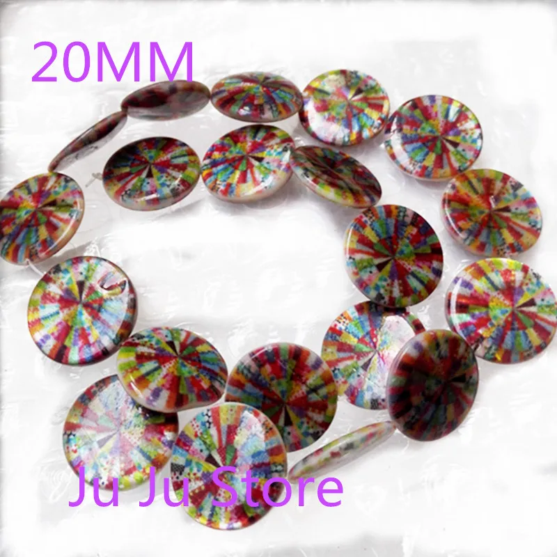 

Popular Butterfly Pint Shell Beads DIY Round Nice Printing Loose Natural Shell Beads 20MM xsb161