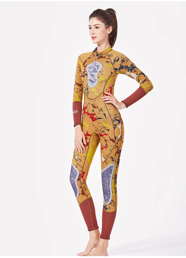 Yellowcamo for women DIVE& SAIL мужской женский 1 шт 3 мм неопреновый Камуфляжный гидрокостюм с молнией на спине, полный корпус, дайвинг-комбинезон для серфинга, плавания, подводной охоты - Цвет: Yellowcamo for women