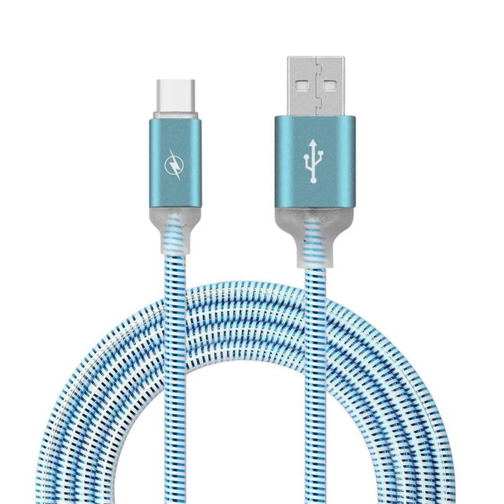 Blue 1 м Micro USB телефон Видимый светодиодный светильник Micro usb зарядный кабель синхронизации данных для iPhone 6S Android type C универсальные телефонные кабели - Тип штекера: Blue