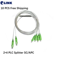 10 pcs 24 plc splitter mini housing scapc 1mtr white cable 2 to 4 fiber optic coupler steel tube type 0 9mm free shipping