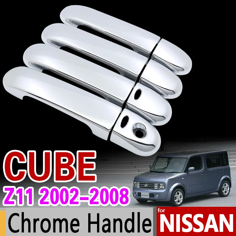 Набор хромированных накладок на ручки для Nissan CUBE Z11 2002 2008 4 двери автомобильные