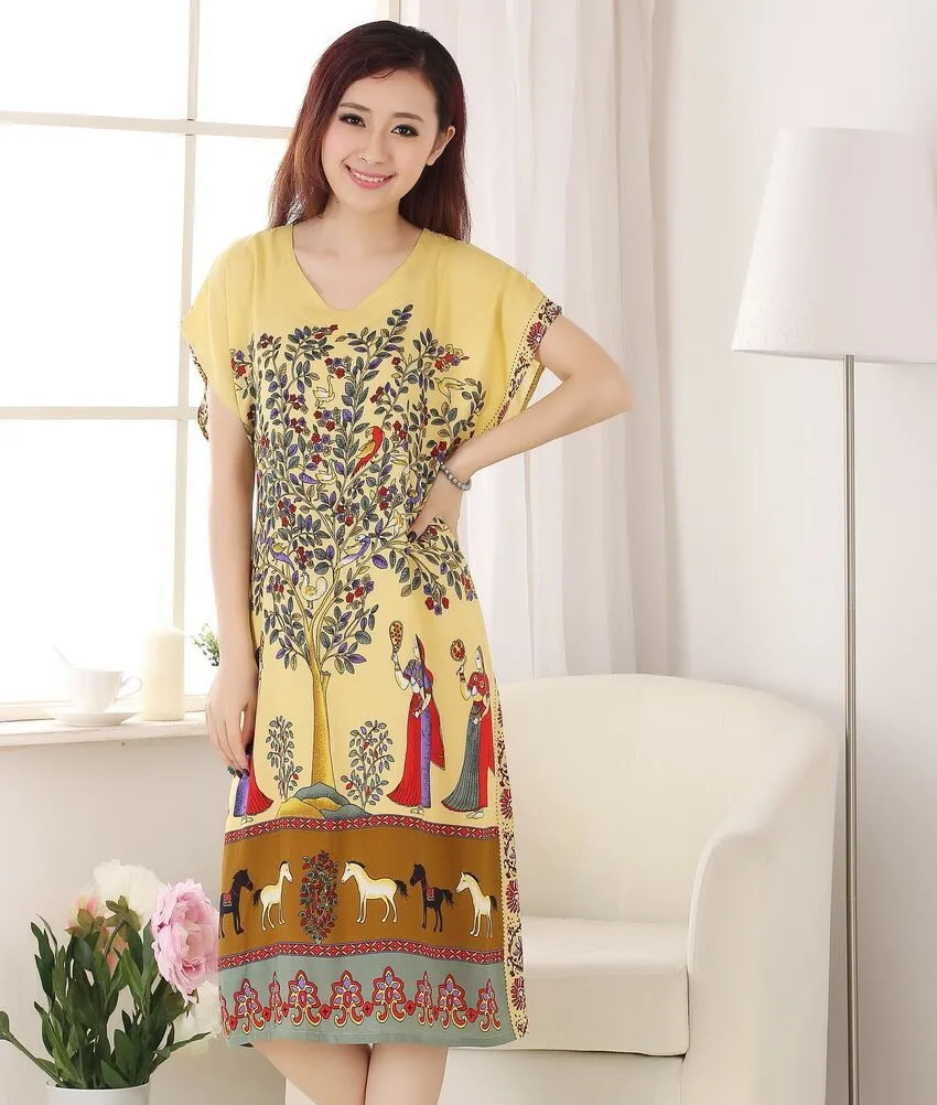 Новое поступление китайский женский хлопковый Халат Yukata Ночная сорочка Топы один размер цветок Nuisette Pijama Mujer X34026 - Цвет: Style 11