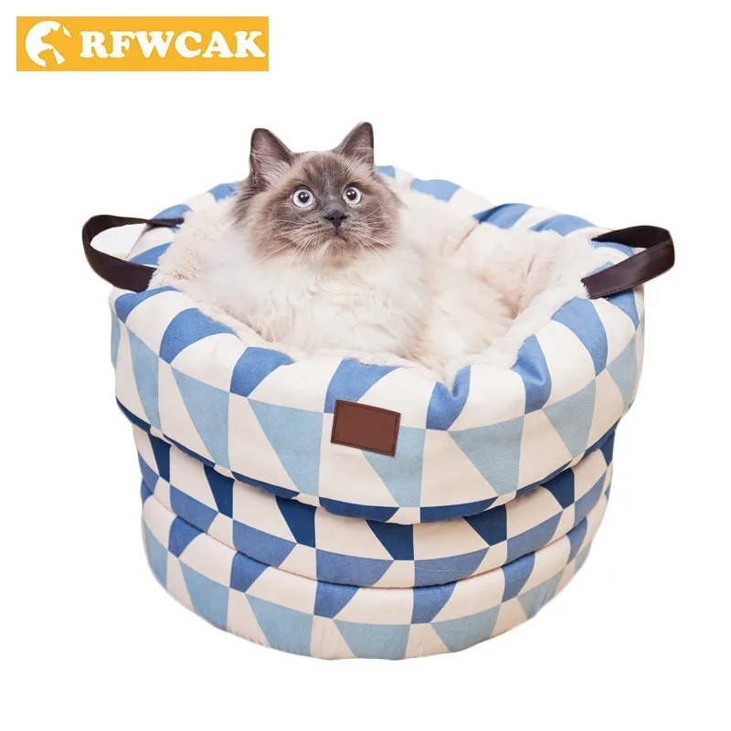 RFWCAK Removable Washable Pet Dog Bed Warm House Soft Nest Baskets Fall Winter Cat Kennel Puppy Chihuahua Supplies | Дом и сад