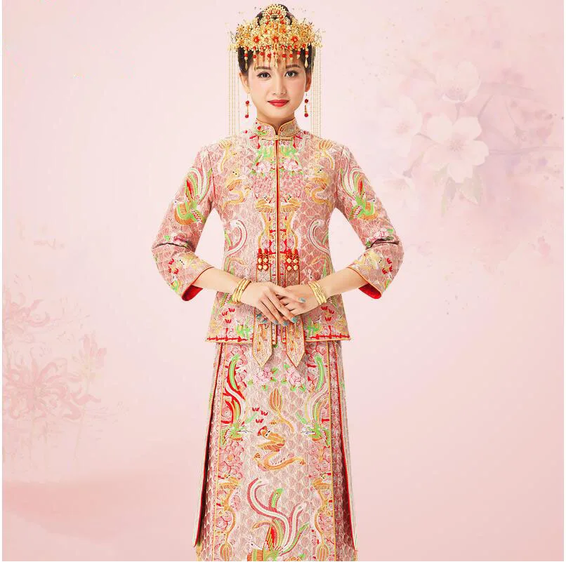 Дракон феникс китайская невеста cheongsam Гуандун кантон Юэ вышивка модное вечернее